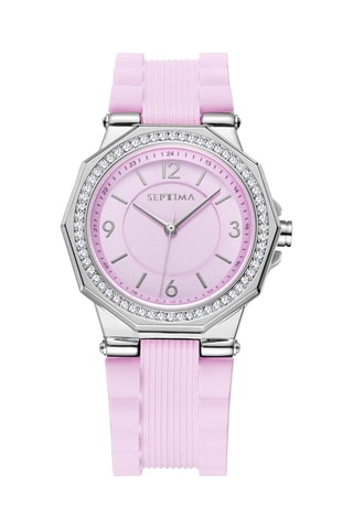 Orologio al quarzo in silicone - Rosa e argentato