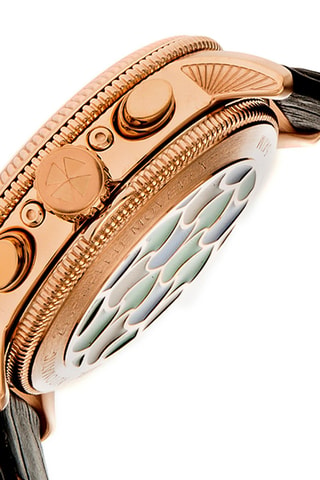 Orologio automatico in pelle Aura - Nero e dorato rosa