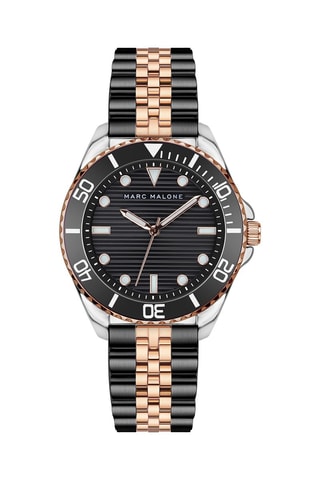 Orologio al quarzo in acciaio - Nero e dorato - Marc Malone