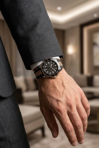 Orologio al quarzo in acciaio - Nero e dorato - Marc Malone