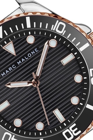 Orologio al quarzo in acciaio - Nero e dorato - Marc Malone