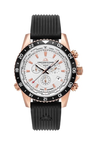 Orologio al quarzo in gomma Velocite V1 - Cronografo e GMT - Nero e dorato rosa