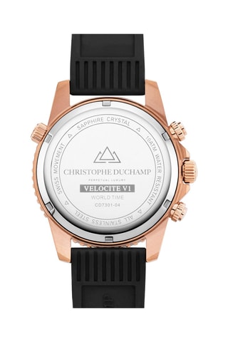 Orologio al quarzo in gomma Velocite V1 - Cronografo e GMT - Nero e dorato rosa