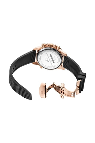 Orologio al quarzo in gomma Velocite V1 - Cronografo e GMT - Nero e dorato rosa
