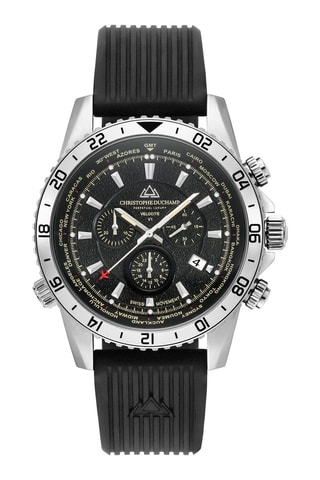 Orologio al quarzo in gomma Velocite V1 - Cronografo e GMT - Nero e argentato