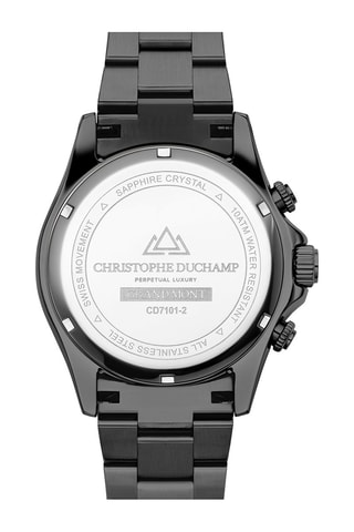 Orologio al quarzo in acciaio Grand Mont - Tachimetro e cronografo - Nero