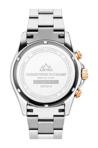 Orologio al quarzo in acciaio Grand Mont - Cronografo - Argentato e dorato rosa