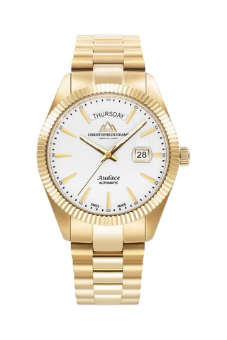 Orologio al quarzo in acciaio - Dorato e bianco