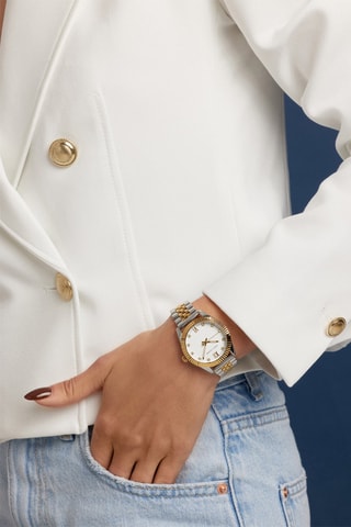 Orologio al quarzo in acciaio e zirconi Athens - Argentato e dorato