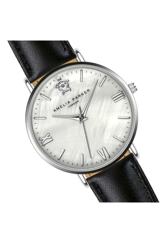 Orologio al quarzo in pelle e madreperla Oyster