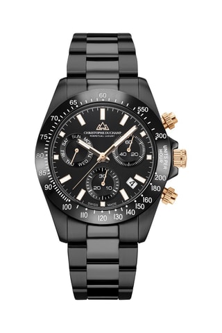 Orologio al quarzo in acciaio Grand Mont - Cronografo - Nero e dorato rosa