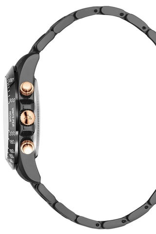 Orologio al quarzo in acciaio Grand Mont - Cronografo - Nero e dorato rosa