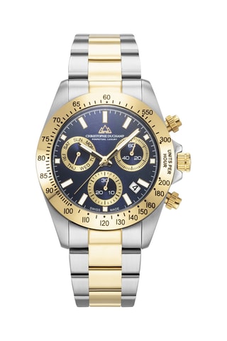 Orologio al quarzo in acciaio Grand Mont - Cronografo - Argentato e dorato