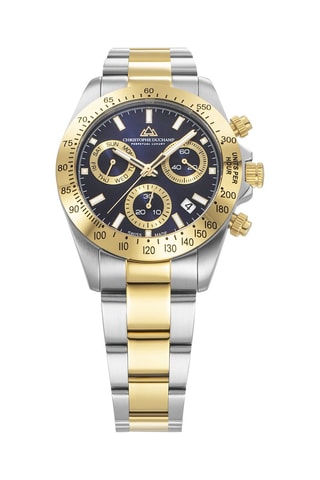 Orologio al quarzo in acciaio Grand Mont - Cronografo - Argentato e dorato