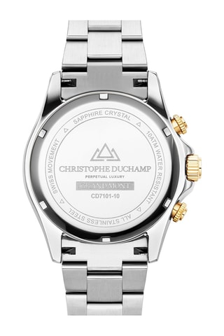 Orologio al quarzo in acciaio Grand Mont - Tachimetro e cronografo - Argentato e dorato