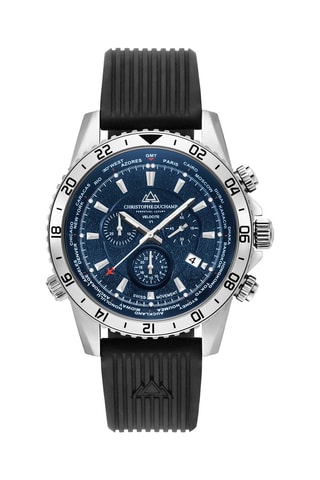 Orologio al quarzo in gomma Velocite V1 - Cronografo e GMT - Nero e argentato