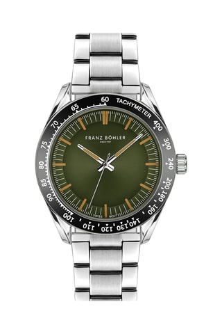 Orologio al quarzo in acciaio Greifensee - Tachimetro - Argentato e nero