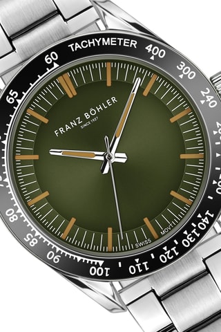Orologio al quarzo in acciaio Greifensee - Tachimetro - Argentato e nero