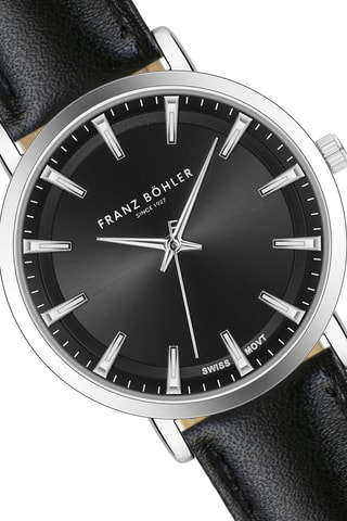 Orologio al quarzo in pelle Tanay - Nero e argentato