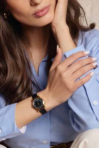 Orologio al quarzo in pelle Biel - Nero e dorato