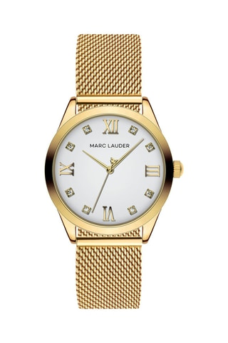 Orologio al quarzo in acciaio e zirconi Porto - Dorato e bianco