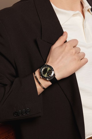 Orologio al quarzo in pelle Greifensee - Tachimetro - Nero e argentato