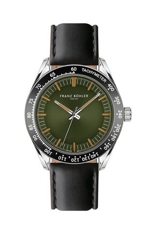 Orologio al quarzo in pelle Greifensee - Tachimetro - Nero e argentato