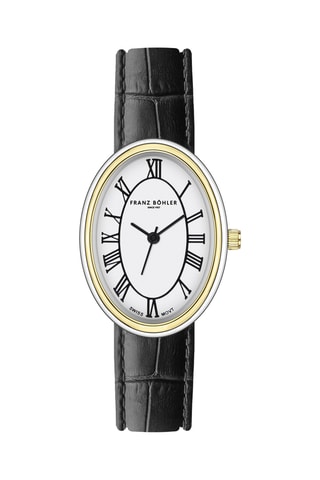 Orologio al quarzo in pelle Davos - Nero e dorato