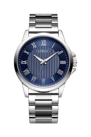 Orologio al quarzo in acciaio - Argentato e blu scuro