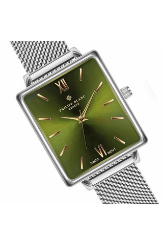 Orologio al quarzo in acciaio - Argentato e verde