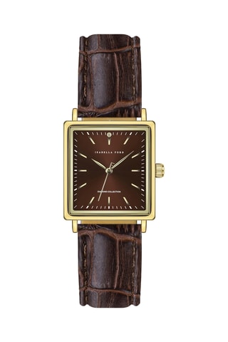Orologio al quarzo in vera pelle Isadora - Marrone e dorato