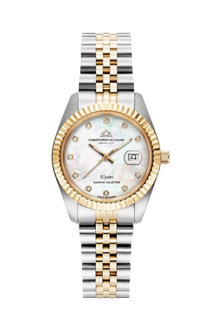 Orologio al quarzo in acciaio e diamanti Elysées - Argentato