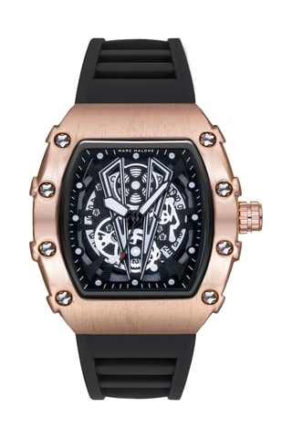 Orologio al quarzo in silicone - Nero  e dorato rosa - Marc Malone