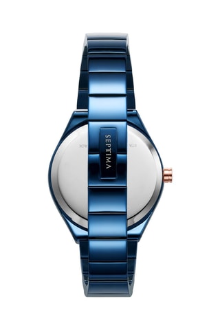 Orologio al quarzo in pelle - Blu e dorato rosa