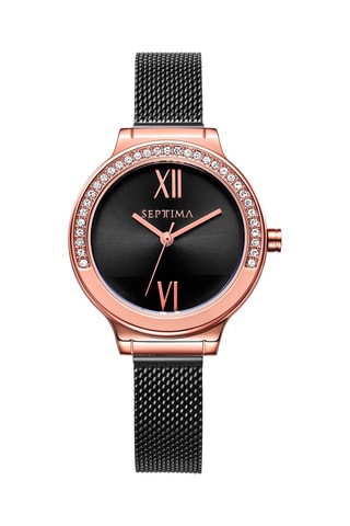 Orologio al quarzo in acciaio - Nero e dorato rosa
