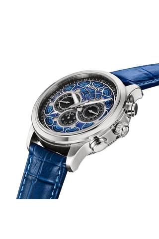 Orologio automatico in pelle Apostle - Blu e argentato