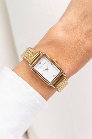 Orologio al quarzo in acciaio e diamanti - Dorato
