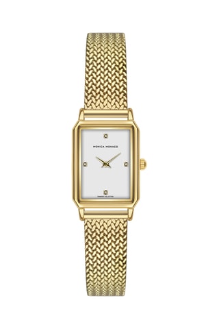 Orologio al quarzo in acciaio e diamanti - Dorato