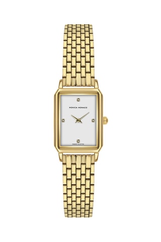 Orologio al quarzo in acciaio e diamanti - Dorato e bianco