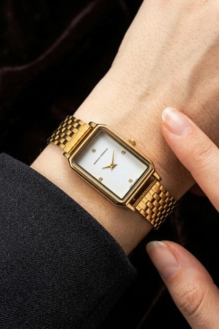 Orologio al quarzo in acciaio e diamanti - Dorato e bianco