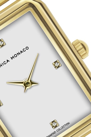 Orologio al quarzo in acciaio e diamanti - Dorato e bianco