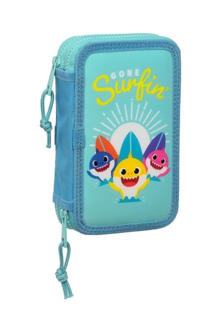Gevulde Etui Baby Shark - 28-Delig - turquoise en wit - Wit en blauw