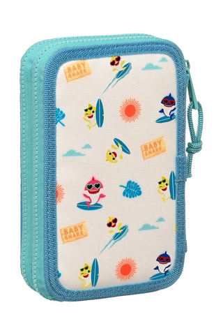 Gevulde Etui Baby Shark - 28-Delig - turquoise en wit - Wit en blauw