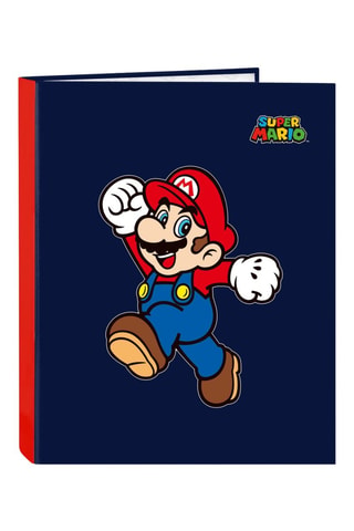 Ringmap Super Mario - Marineblauw en Rood - 26,5 x 33 x 4 cm