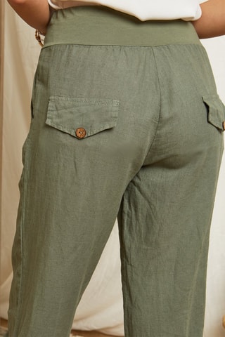 Pantalón casual de lino - Caqui