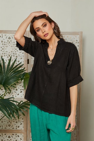 Blusa de lino - Negro