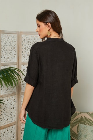 Blusa de lino - Negro