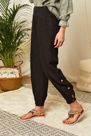Pantalón casual de lino - Negro