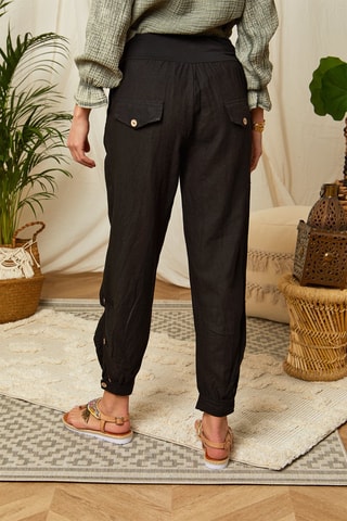 Pantalón casual de lino - Negro