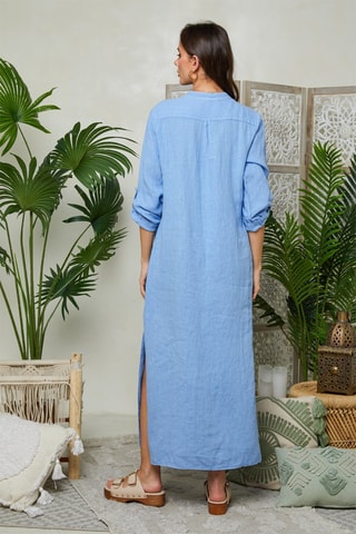 Vestido camisero de lino - Índigo